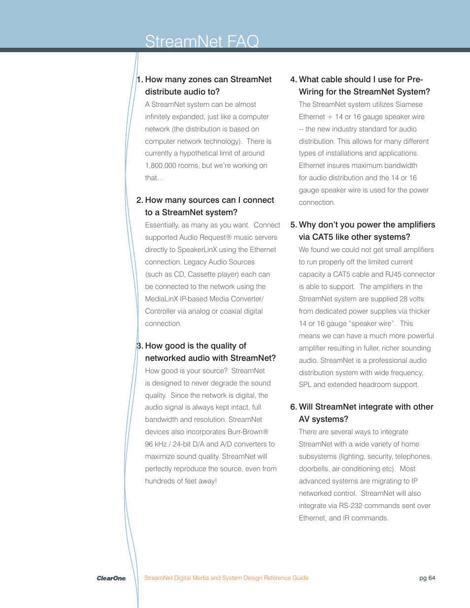 Streamnet faq | ClearOne Digital Media User Manual | Page 64 / 84