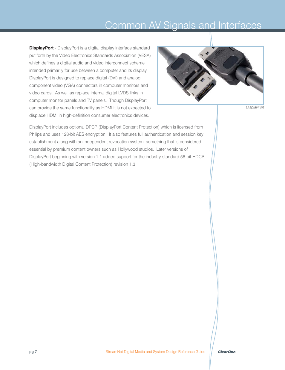 Common av signals and interfaces | ClearOne Digital Media User Manual | Page 7 / 84