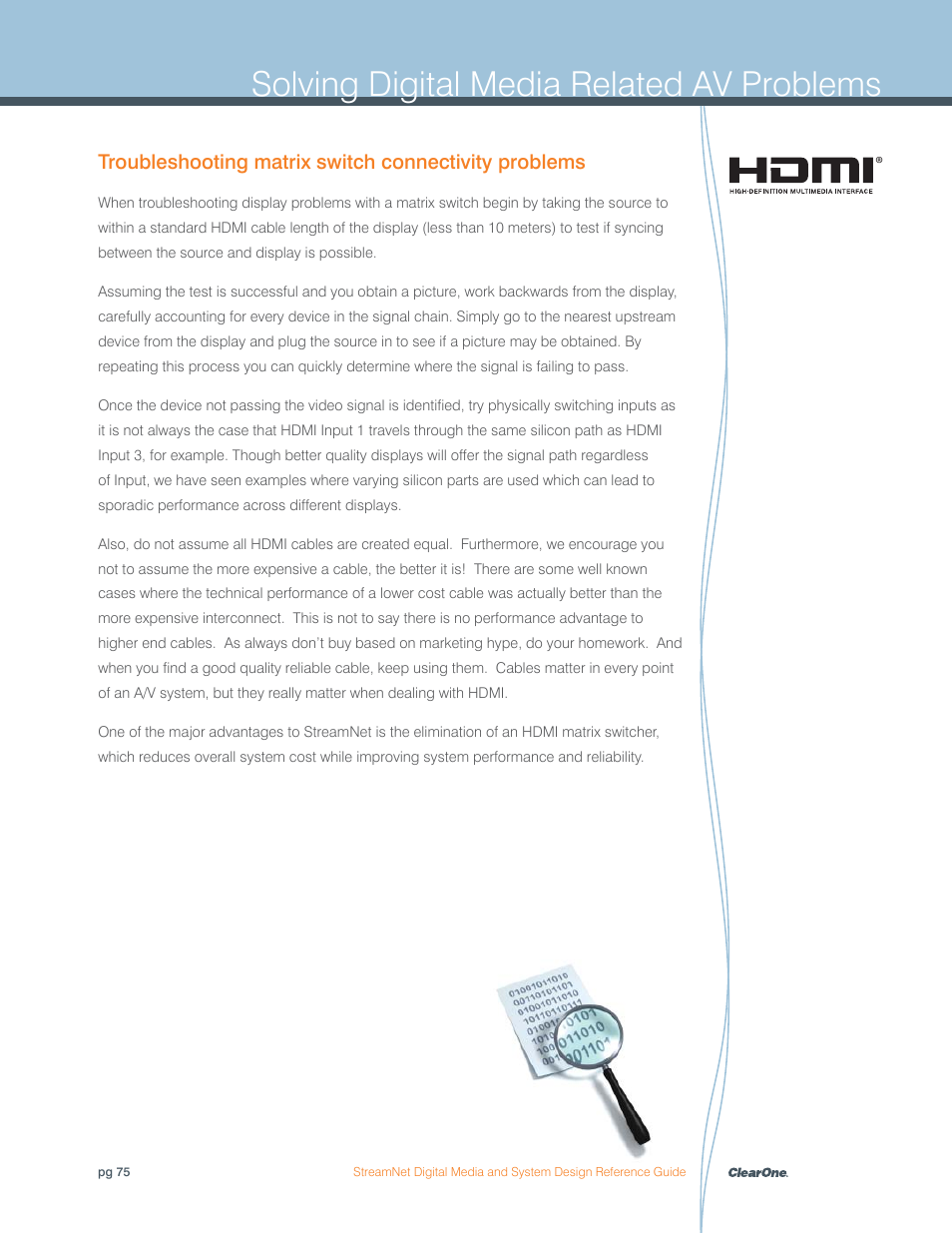 Solving digital media related av problems | ClearOne Digital Media User Manual | Page 75 / 84