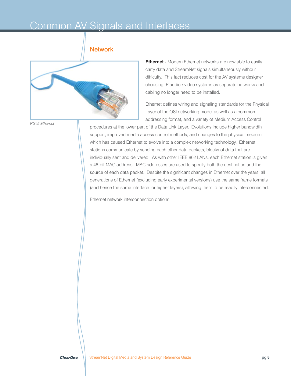 Common av signals and interfaces, Network | ClearOne Digital Media User Manual | Page 8 / 84