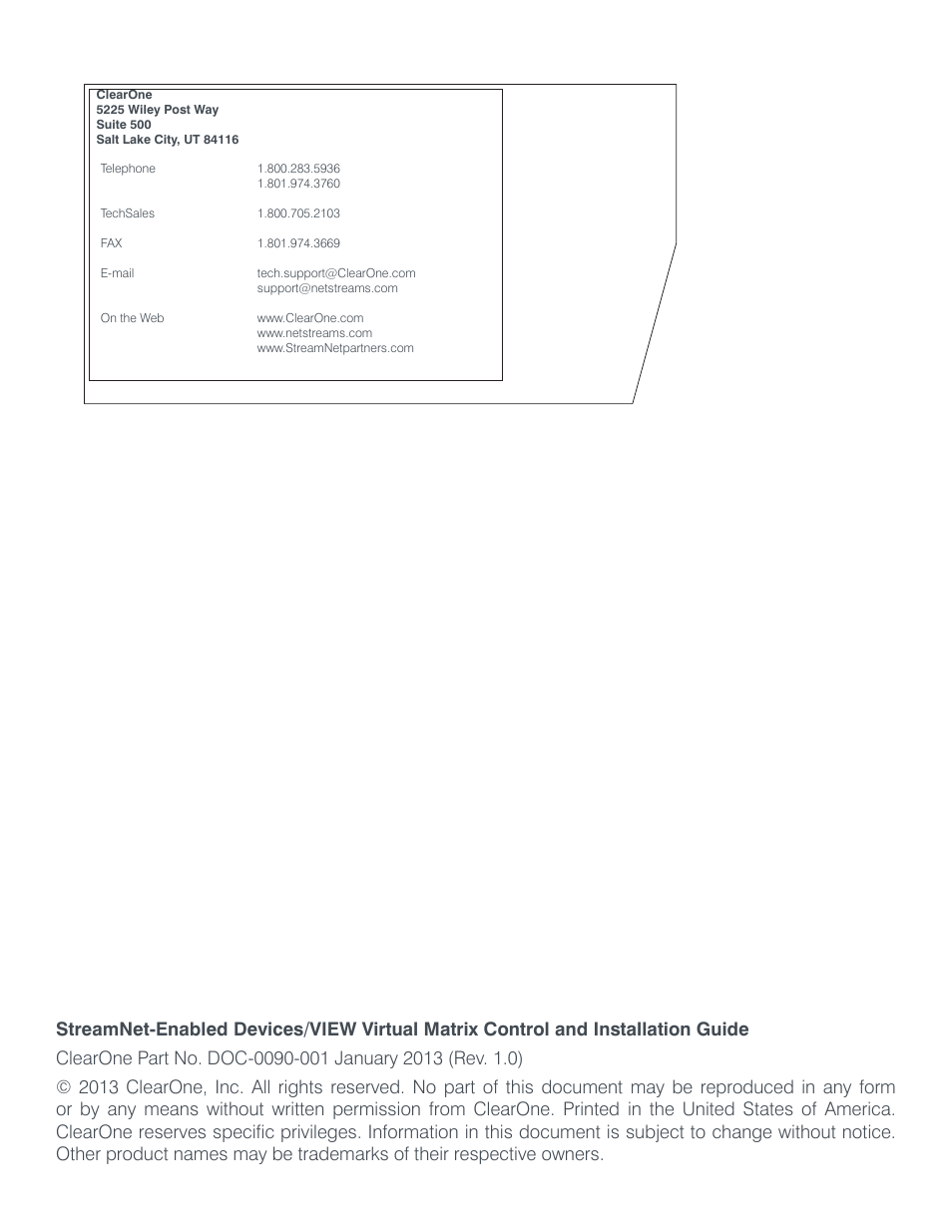 ClearOne StreamNet-Enabled Devices User Manual | Page 2 / 8