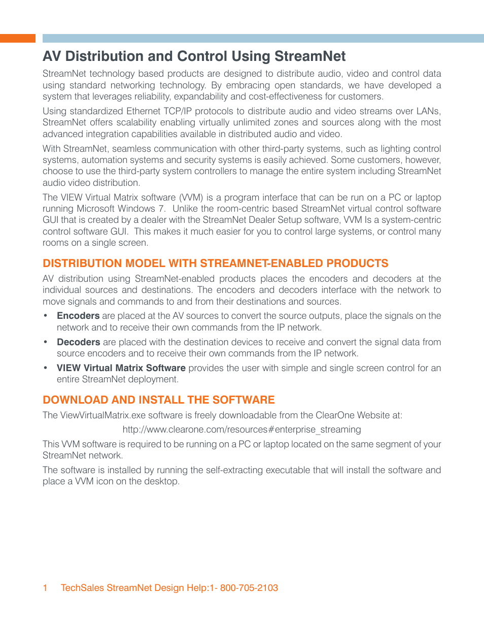 Av distribution and control using streamnet | ClearOne StreamNet-Enabled Devices User Manual | Page 4 / 8