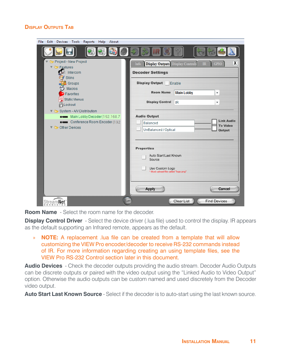 Display outputs tab | ClearOne VIEW Pro - D110 Manual User Manual | Page 15 / 31