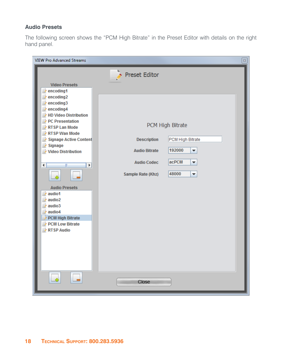 Audio presets | ClearOne VIEW Pro - E120 Manual User Manual | Page 22 / 37