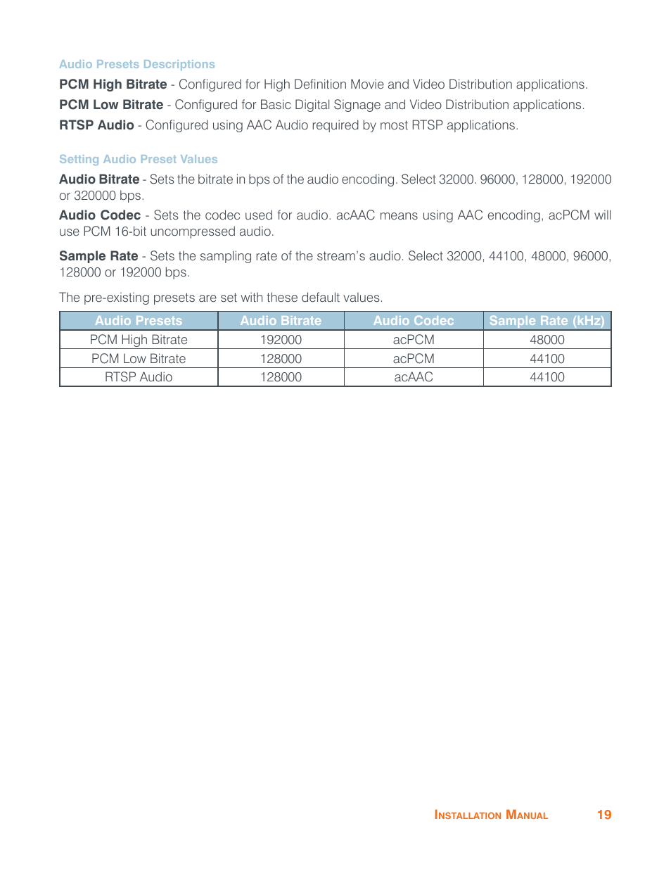 Audio presets descriptions, Setting audio preset values | ClearOne VIEW Pro - E120 Manual User Manual | Page 23 / 37