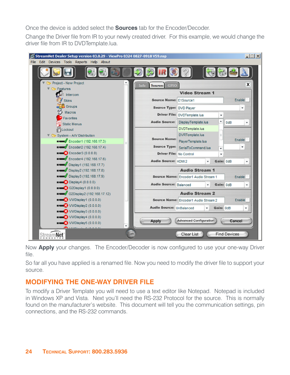 Modifying the one-way driver file | ClearOne VIEW Pro - E120 Manual User Manual | Page 28 / 37