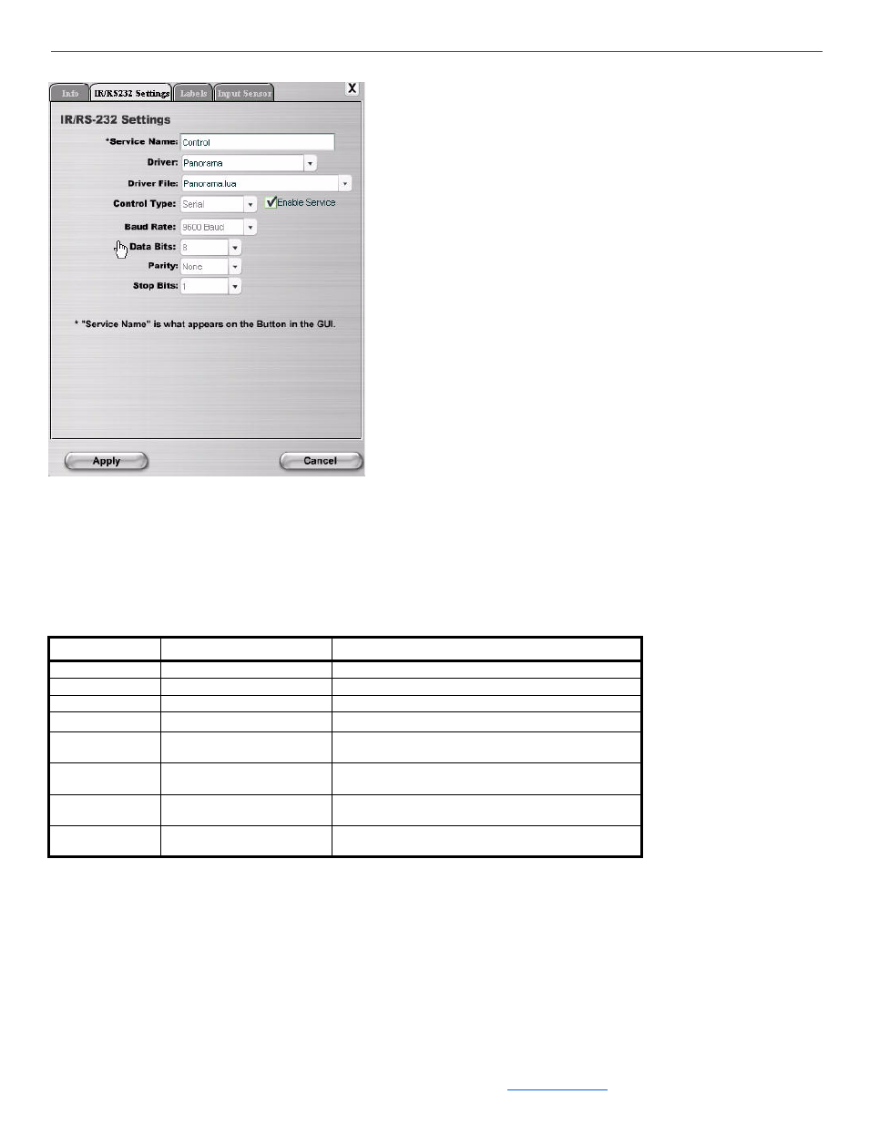 After adjusting information, select apply, Controlinx ir/rs232 settings tab | ClearOne NetStreams DigiLinX Dealer User Manual | Page 176 / 352