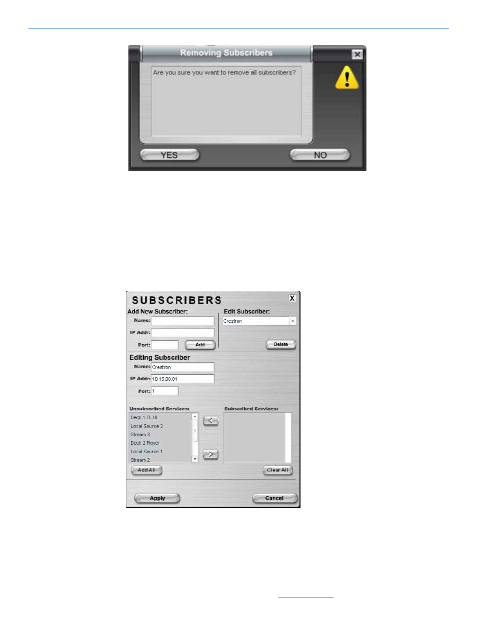 Removing individual subscribers, Removing individual subscribers -5 | ClearOne NetStreams DigiLinX Dealer User Manual | Page 237 / 352