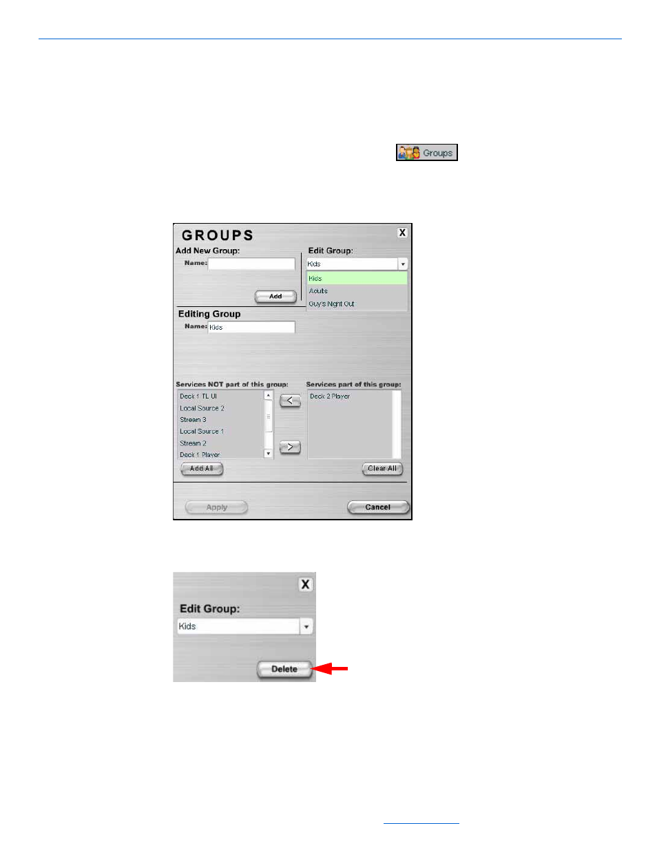 Deleting groups, Deleting groups -10 | ClearOne NetStreams DigiLinX Dealer User Manual | Page 242 / 352