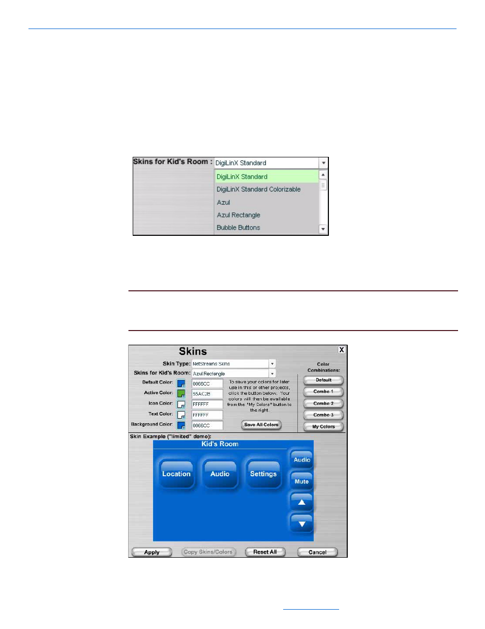 Selecting a skin, Selecting a skin -3 | ClearOne NetStreams DigiLinX Dealer User Manual | Page 291 / 352