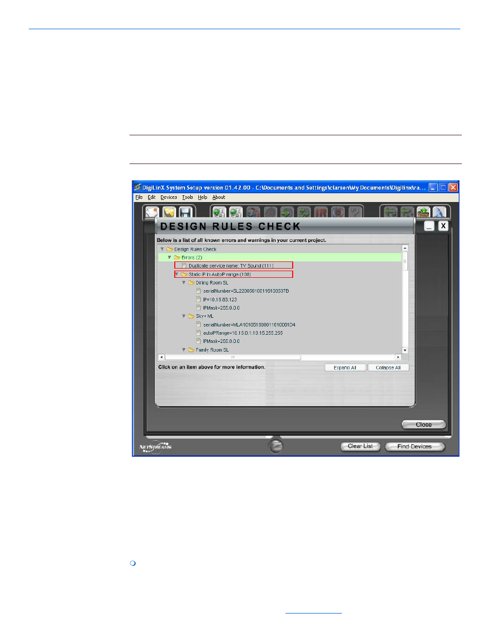 Running the design rules check function, Troubleshooting files and logs, Running the design rules check function -3 | Troubleshooting files and logs -3 | ClearOne NetStreams DigiLinX Dealer User Manual | Page 337 / 352