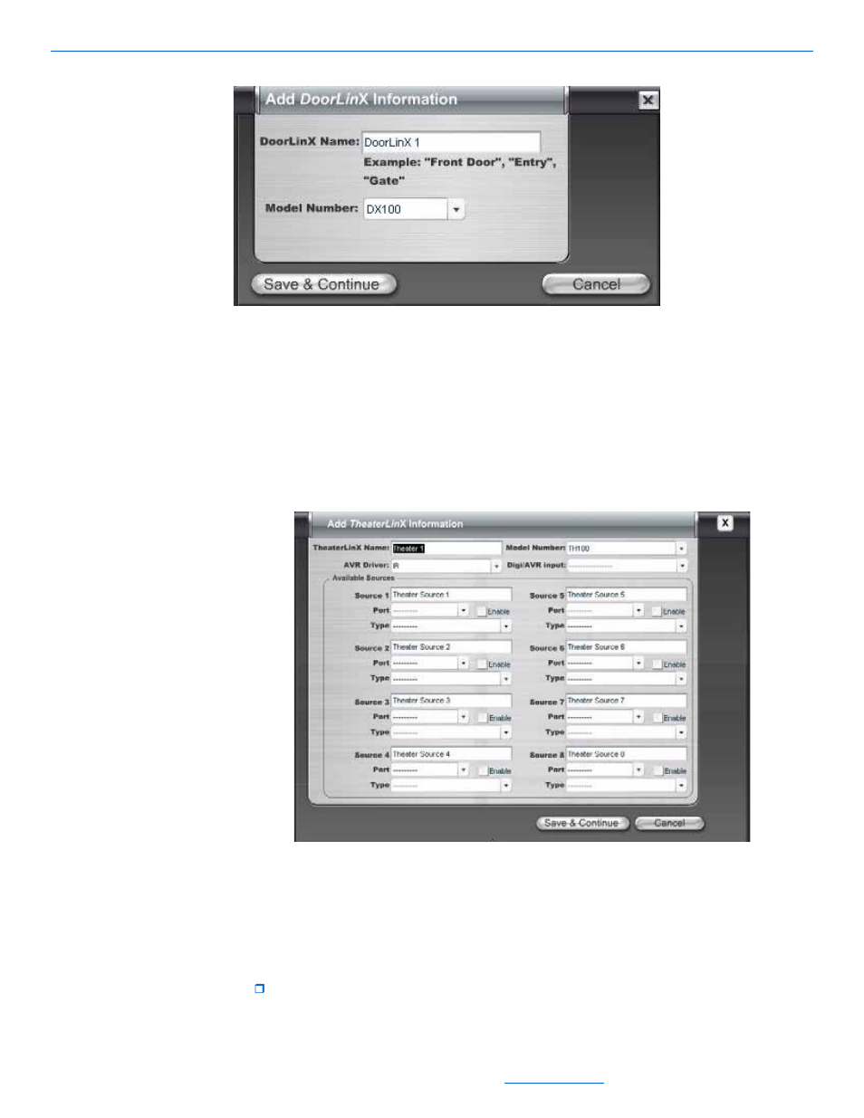 Entering doorlinx information, Entering theaterlinx information | ClearOne NetStreams DigiLinX Dealer User Manual | Page 51 / 352