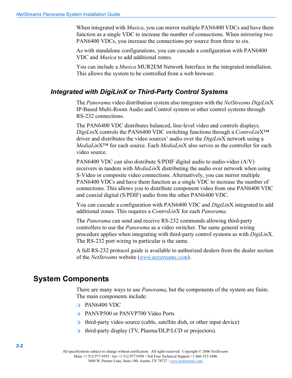 System components, Integrated with digilin, System components -2 | ClearOne PAN6400 User Manual | Page 12 / 64