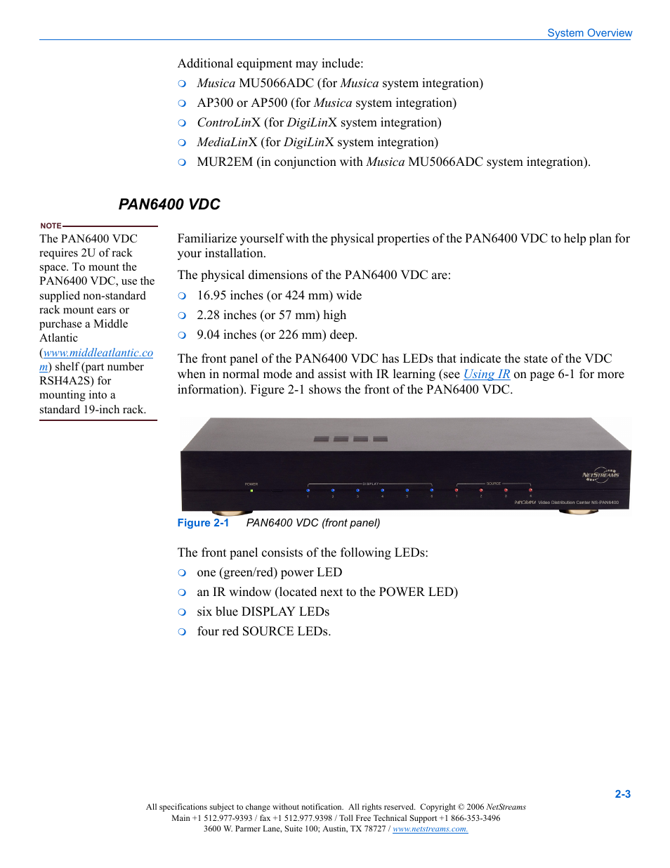 Pan6400 vdc, Pan6400 vdc -3 | ClearOne PAN6400 User Manual | Page 13 / 64