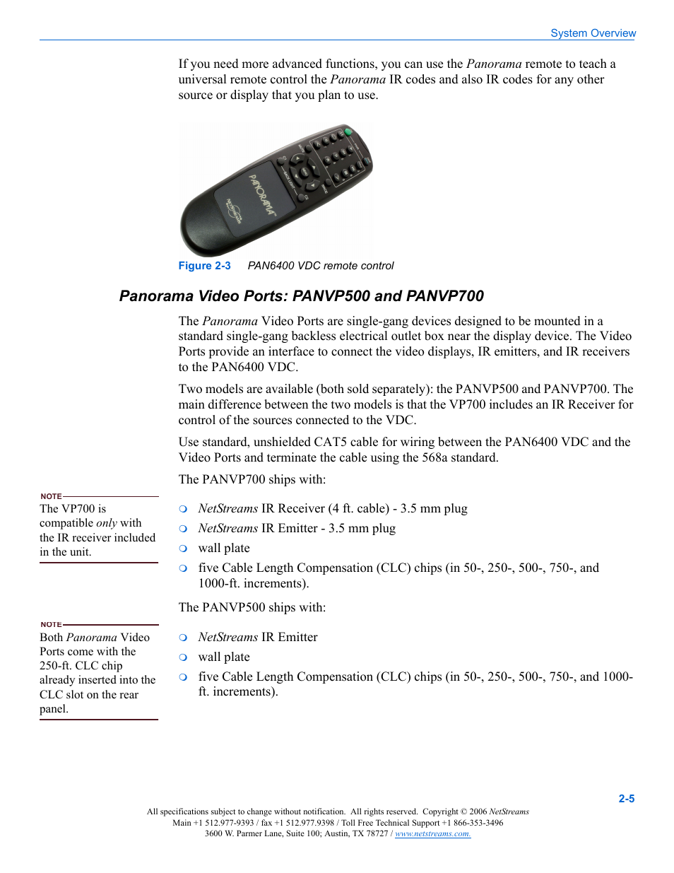 Panorama video ports: panvp500 and panvp700, Panorama, Panorama video | Ports: panvp500 and panvp700 | ClearOne PAN6400 User Manual | Page 15 / 64