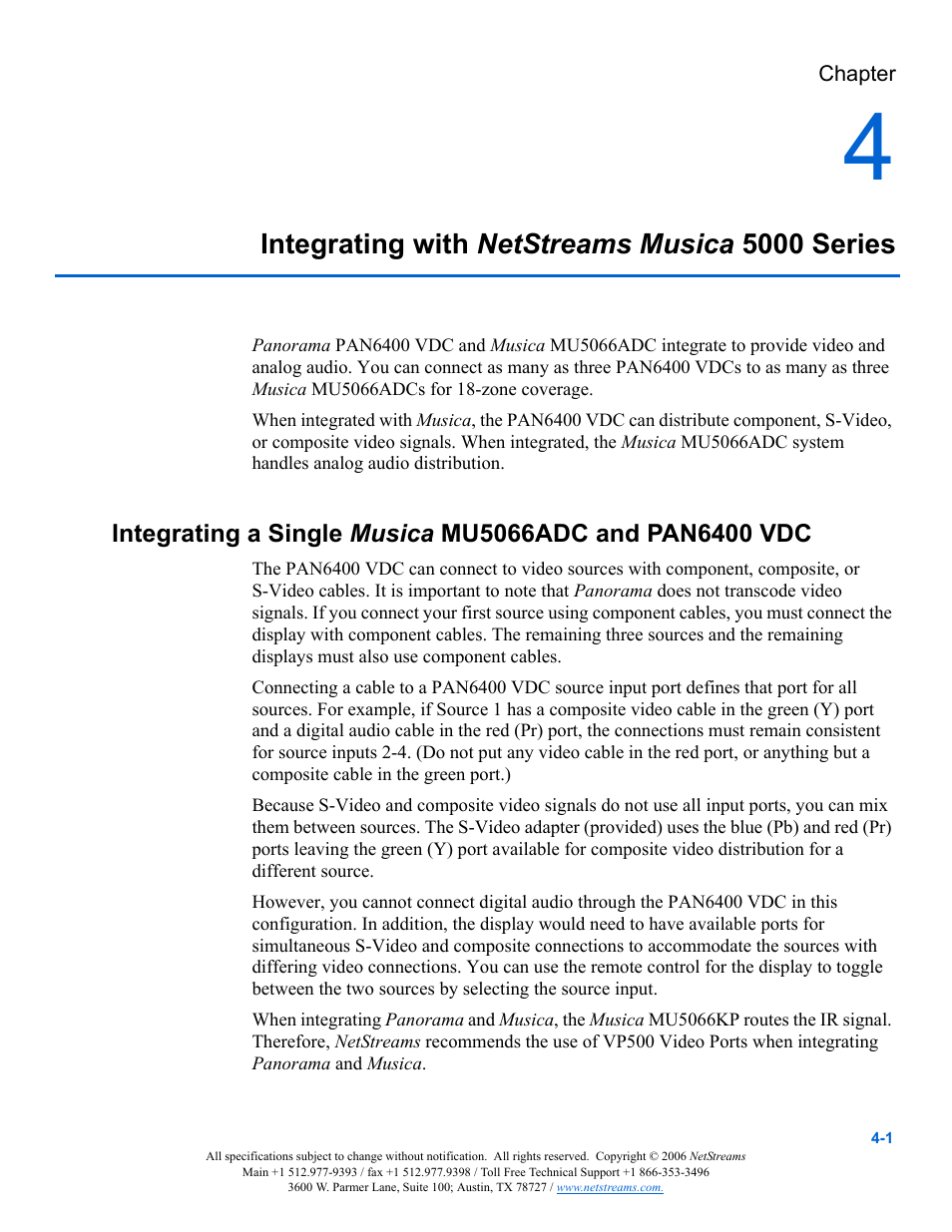Integrating with netstreams musica 5000 series, Integrating with netstr, Integrating a single musica | ClearOne PAN6400 User Manual | Page 29 / 64