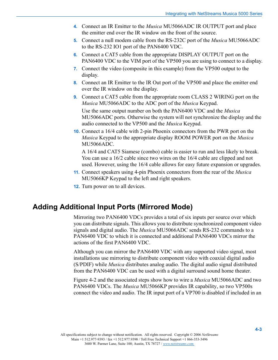 Adding additional input ports (mirrored mode), Adding additional input ports (mirrored mode) -3 | ClearOne PAN6400 User Manual | Page 31 / 64