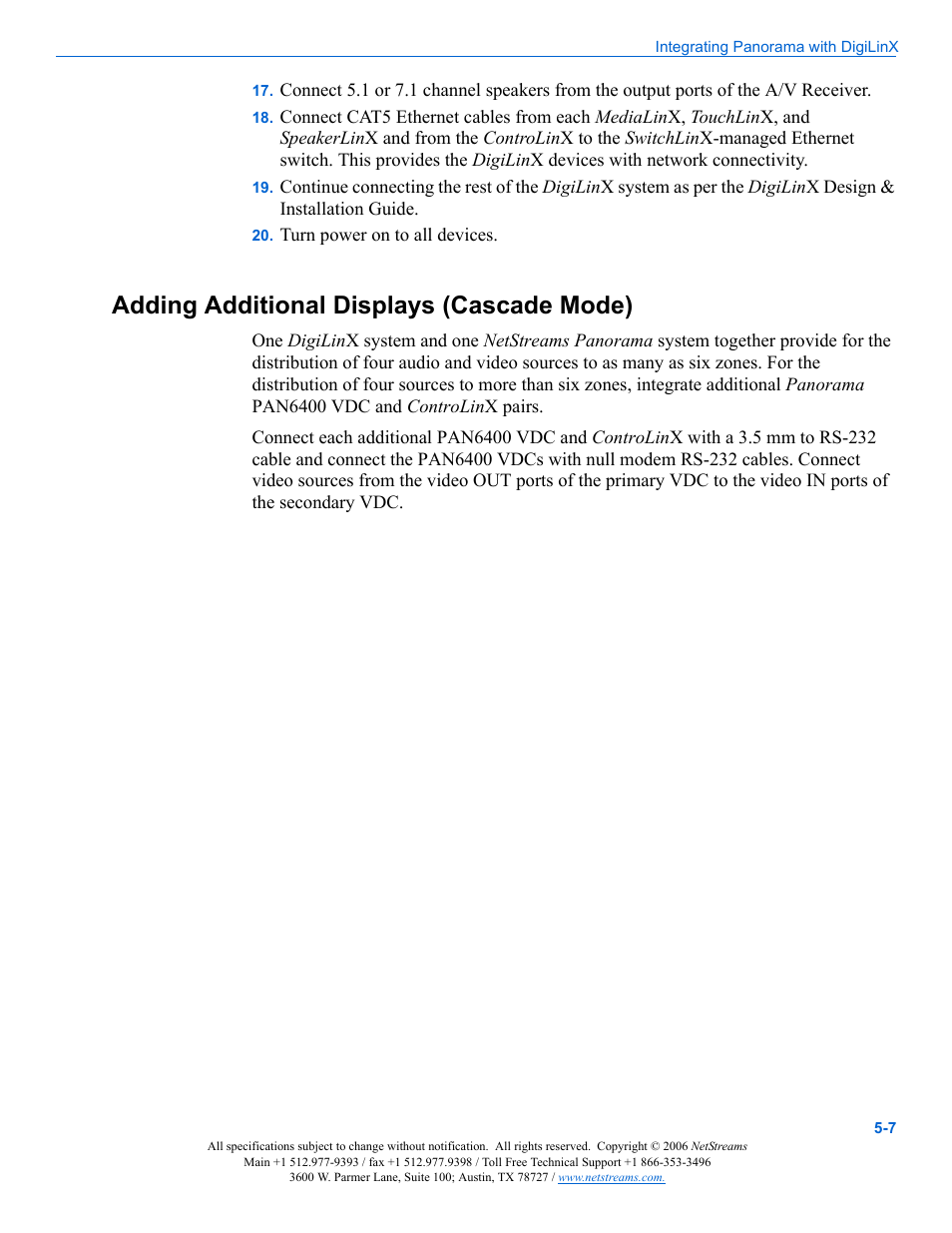 Adding additional displays (cascade mode), Adding additional displays (cascade mode) -7 | ClearOne PAN6400 User Manual | Page 43 / 64