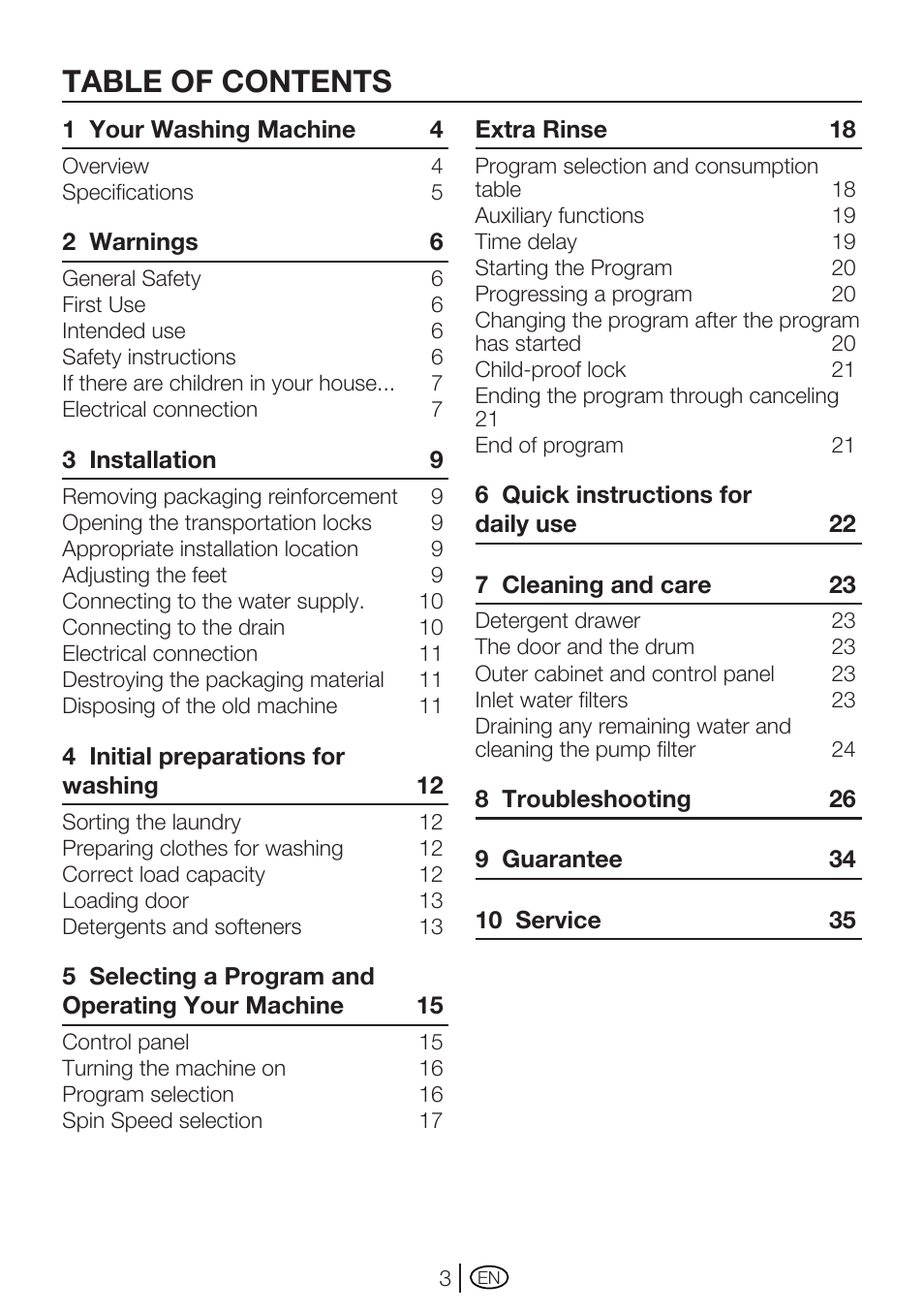 Beko WM 5140 W User Manual | Page 3 / 36