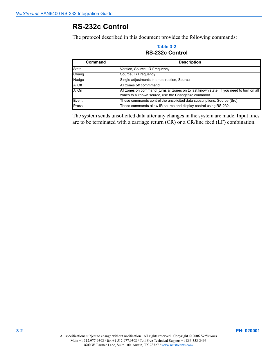 Rs-232c control | ClearOne RS-232 User Manual | Page 10 / 14