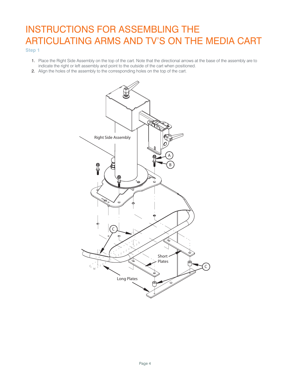 ClearOne Titan Articulating Arm Dual Media Cart User Manual | Page 4 / 9