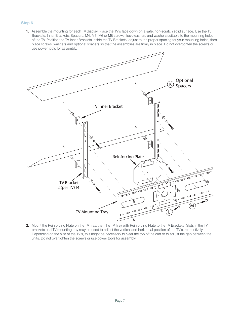 ClearOne Titan Articulating Arm Dual Media Cart User Manual | Page 7 / 9