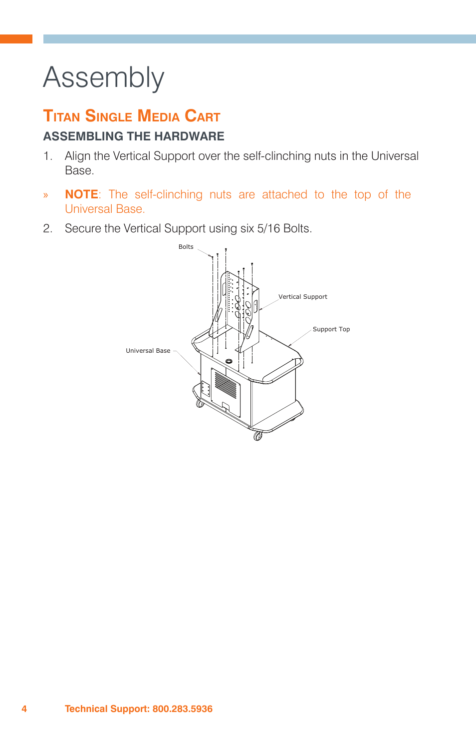 Assembly | ClearOne Titan Media Cart User Manual | Page 6 / 15