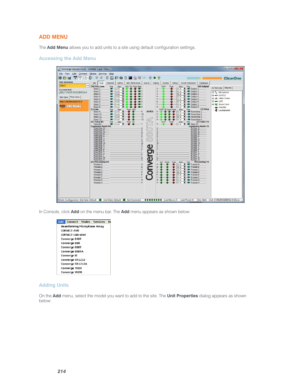 ClearOne Converge Pro User Manual | Page 219 / 380