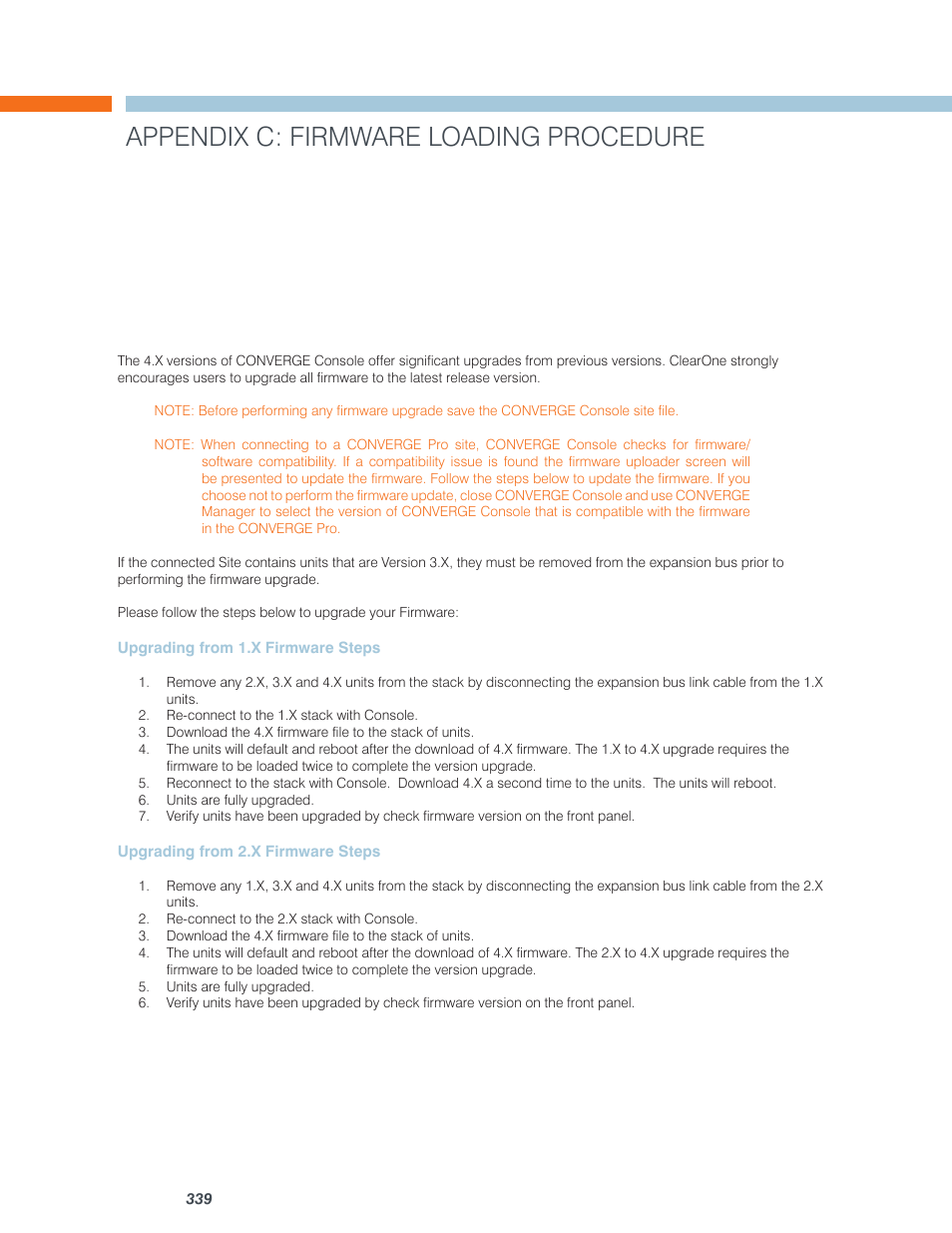 Appendix c: firmware loading procedure | ClearOne Converge Pro User Manual | Page 344 / 380