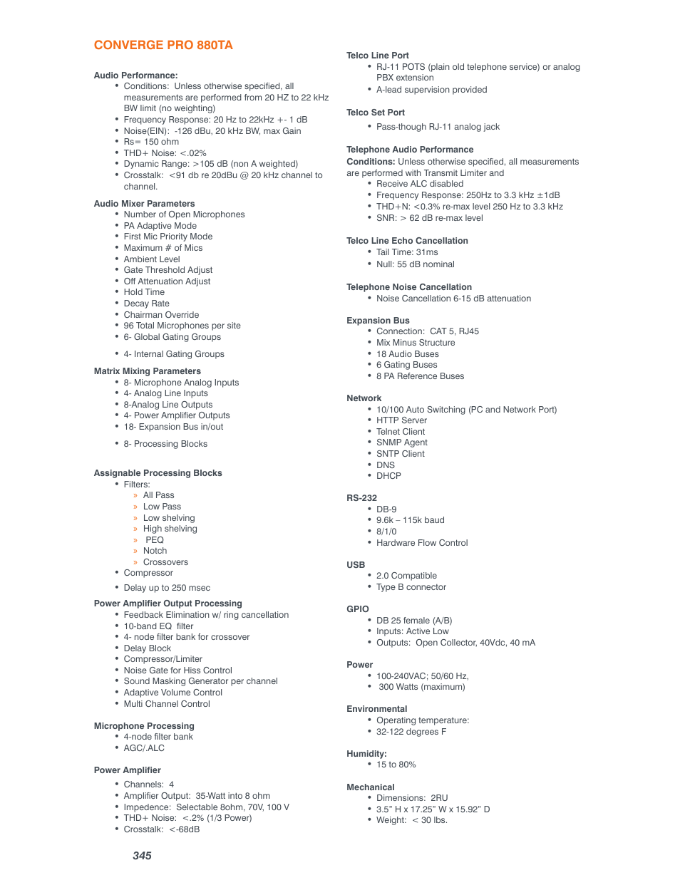 Converge pro 880ta | ClearOne Converge Pro User Manual | Page 350 / 380