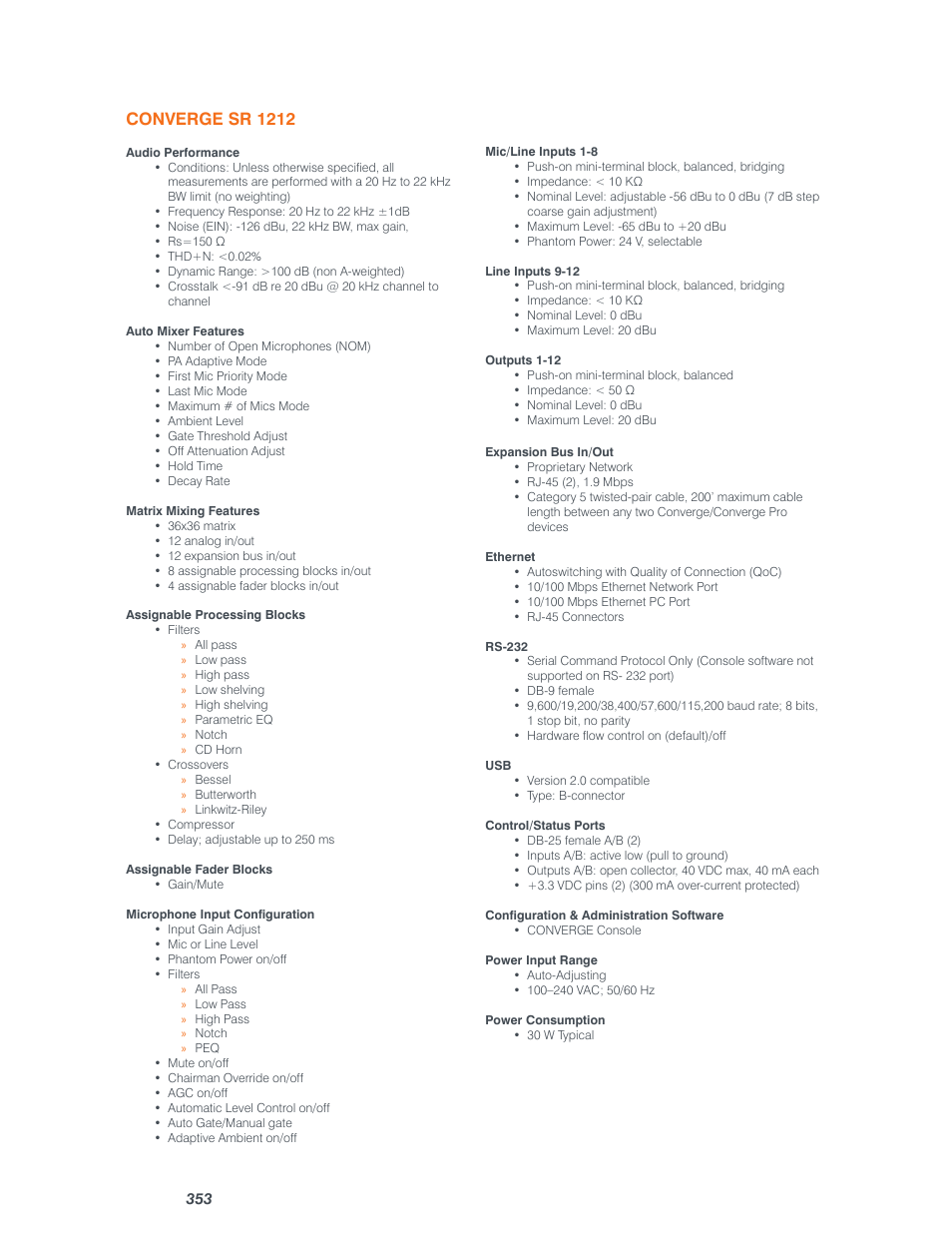 Converge sr 1212 | ClearOne Converge Pro User Manual | Page 358 / 380