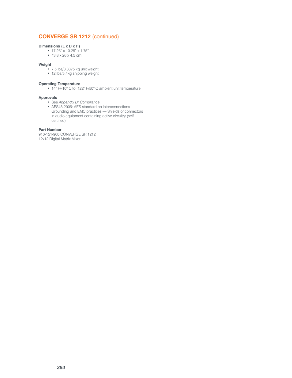 Converge sr 1212 (continued) | ClearOne Converge Pro User Manual | Page 359 / 380