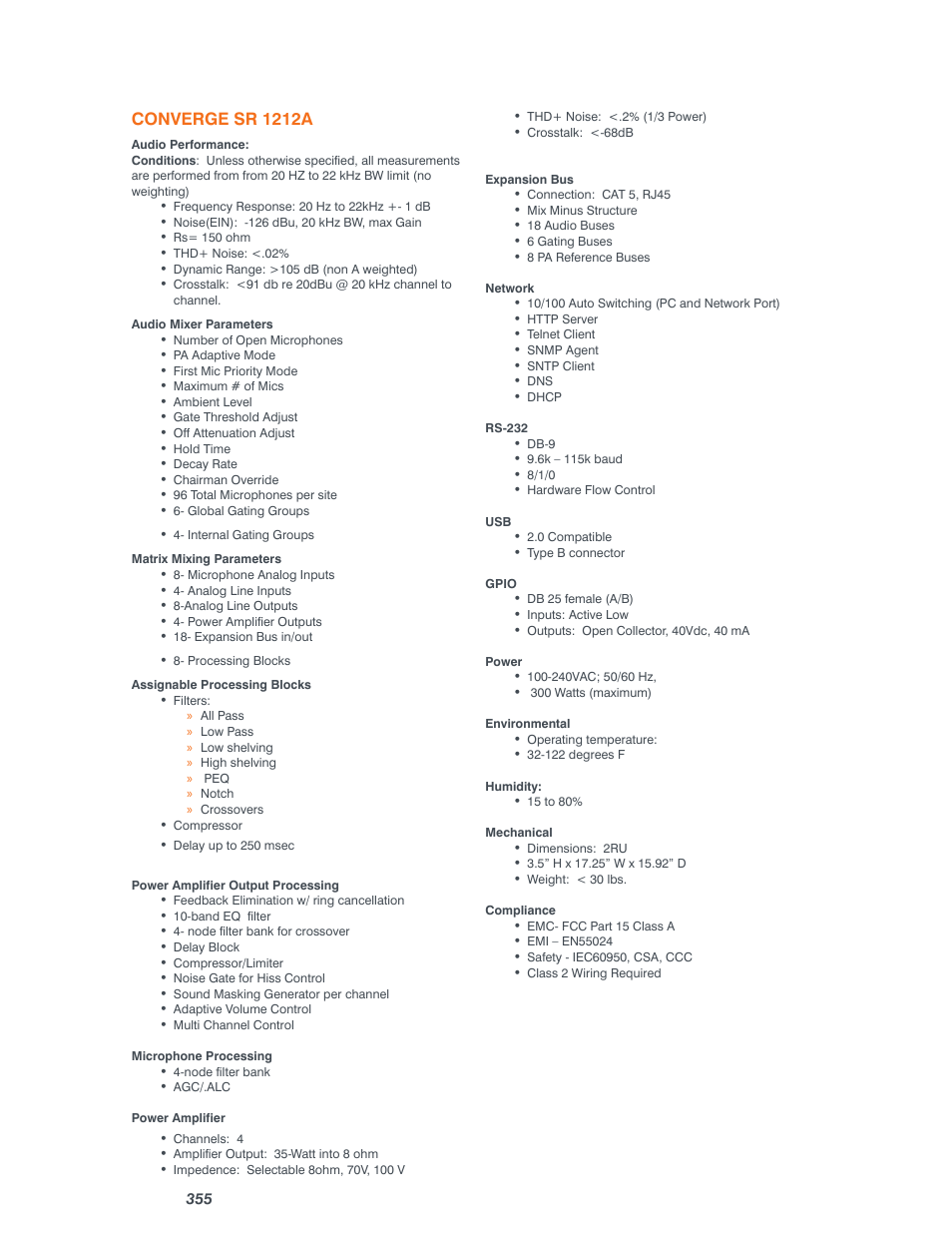 Converge sr 1212a | ClearOne Converge Pro User Manual | Page 360 / 380