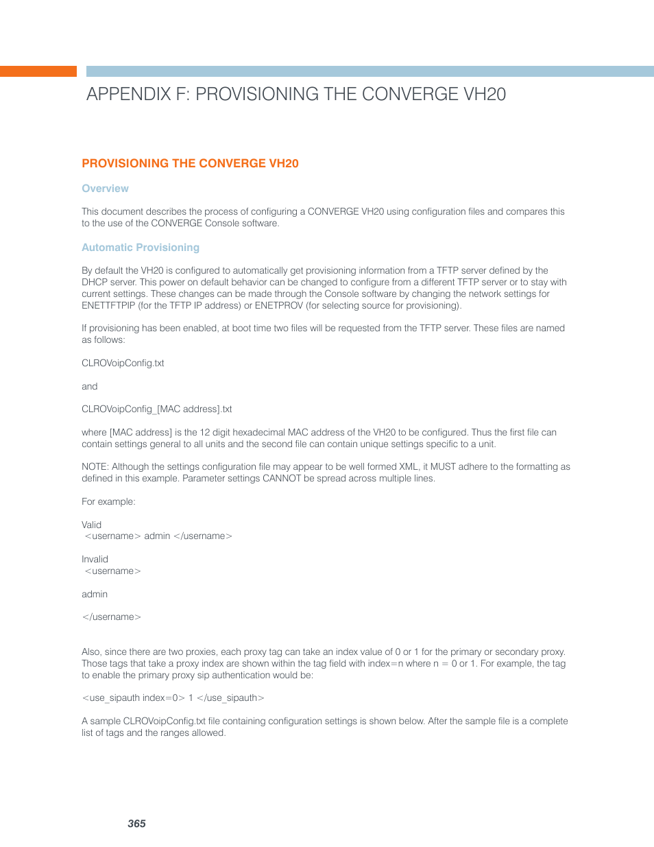 Appendix f: provisioning the converge vh20 | ClearOne Converge Pro User Manual | Page 370 / 380