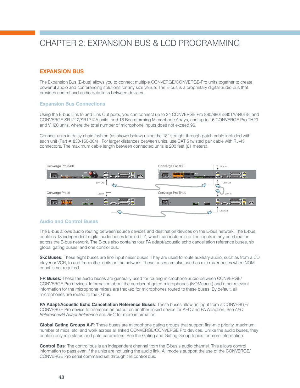 Chapter 2: expansion bus & lcd programming | ClearOne Converge Pro User Manual | Page 48 / 380