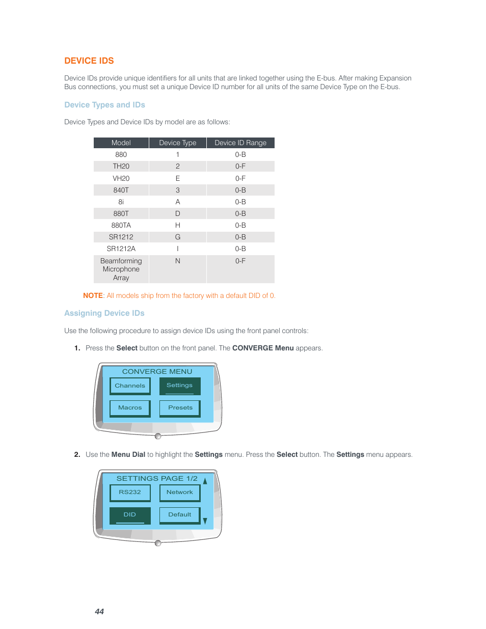 Device ids | ClearOne Converge Pro User Manual | Page 49 / 380