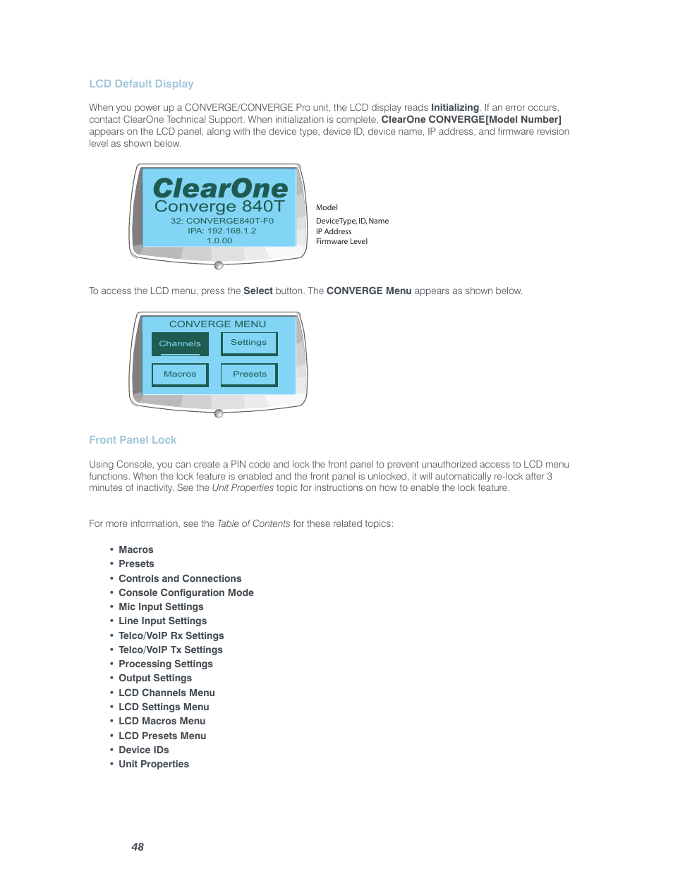 Clearone, Converge 840t | ClearOne Converge Pro User Manual | Page 53 / 380