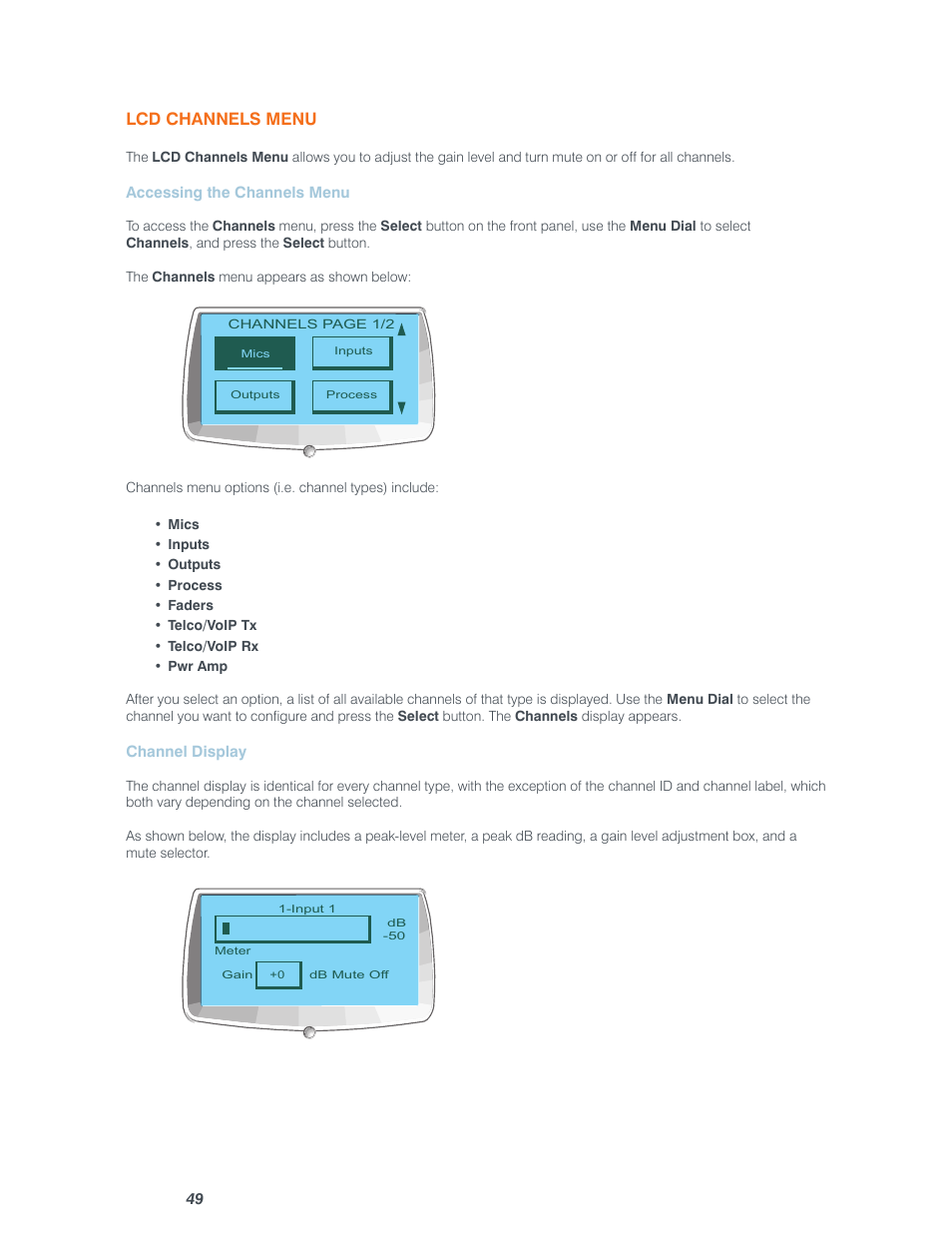 Lcd channels menu | ClearOne Converge Pro User Manual | Page 54 / 380