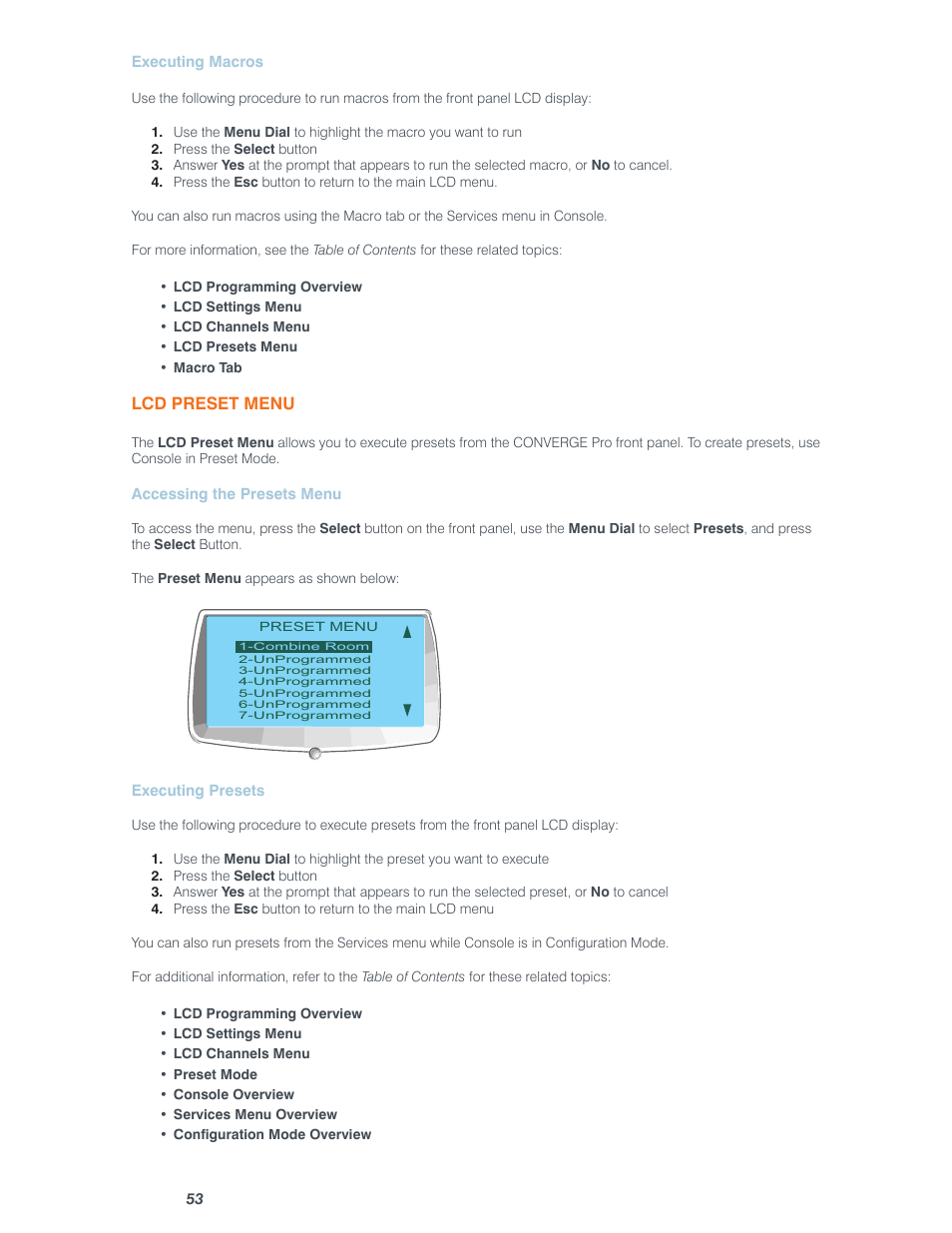 Lcd preset menu | ClearOne Converge Pro User Manual | Page 58 / 380