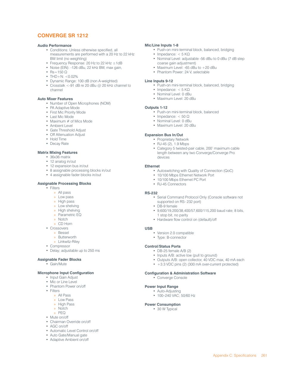 Converge sr 1212 | ClearOne Converge Pro User Manual | Page 265 / 270