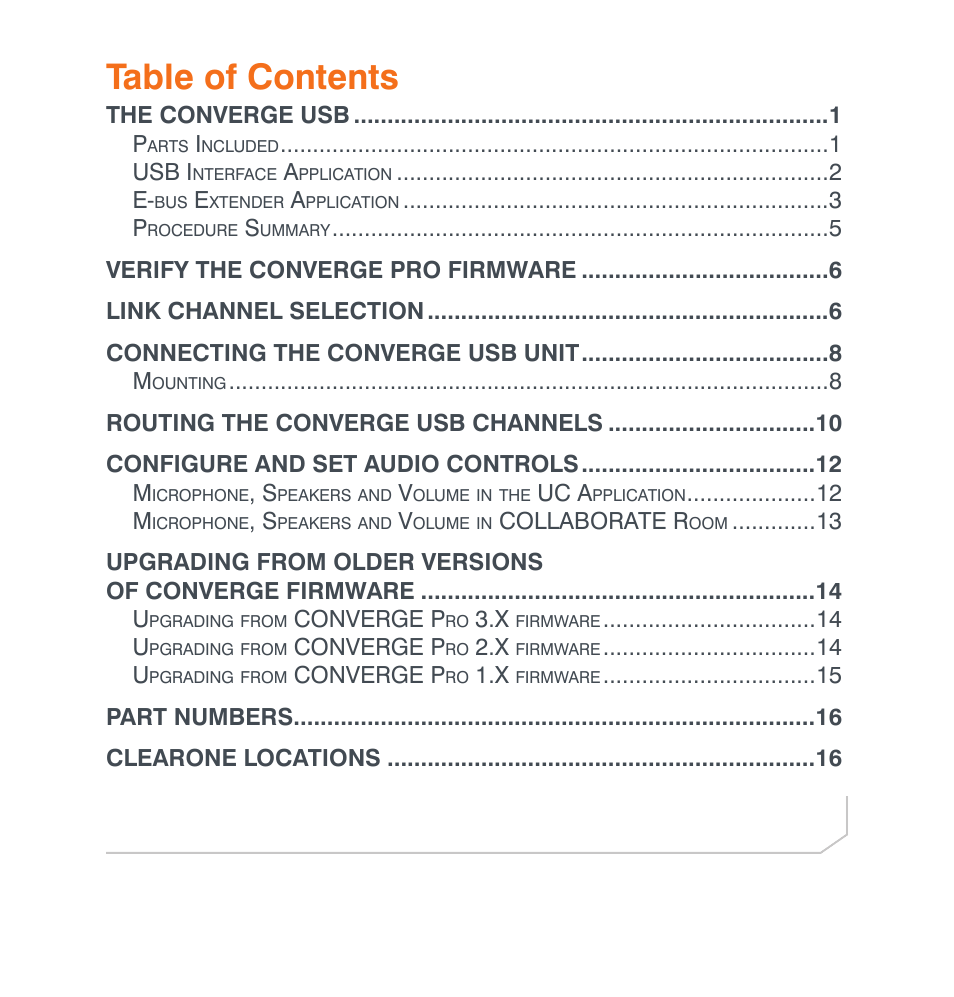 ClearOne Converge USB User Manual | Page 2 / 18