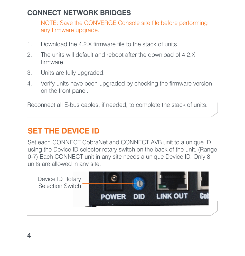 Set the device id | ClearOne Connect AVB User Manual | Page 6 / 16