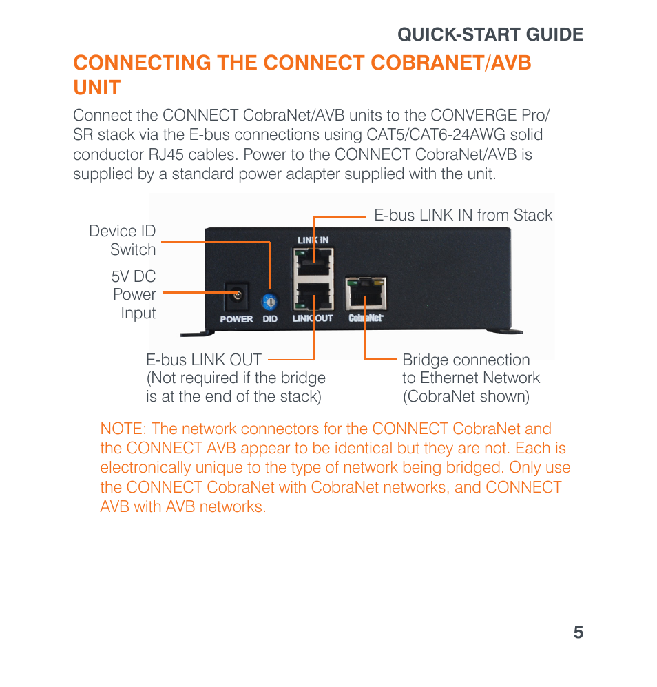 Connecting the connect cobranet/avb unit | ClearOne Connect AVB User Manual | Page 7 / 16