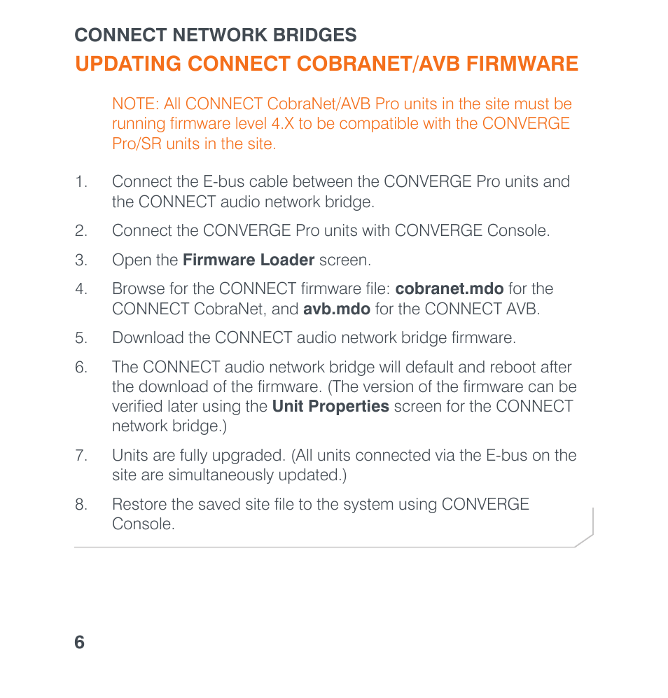 Updating connect cobranet/avb firmware, Updating the connect cobranet/avb firmware | ClearOne Connect AVB User Manual | Page 8 / 16