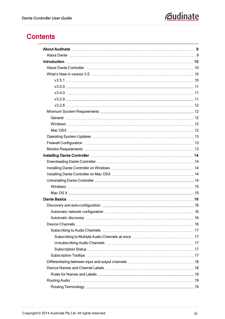 ClearOne Dante Controller User Manual | Page 2 / 82