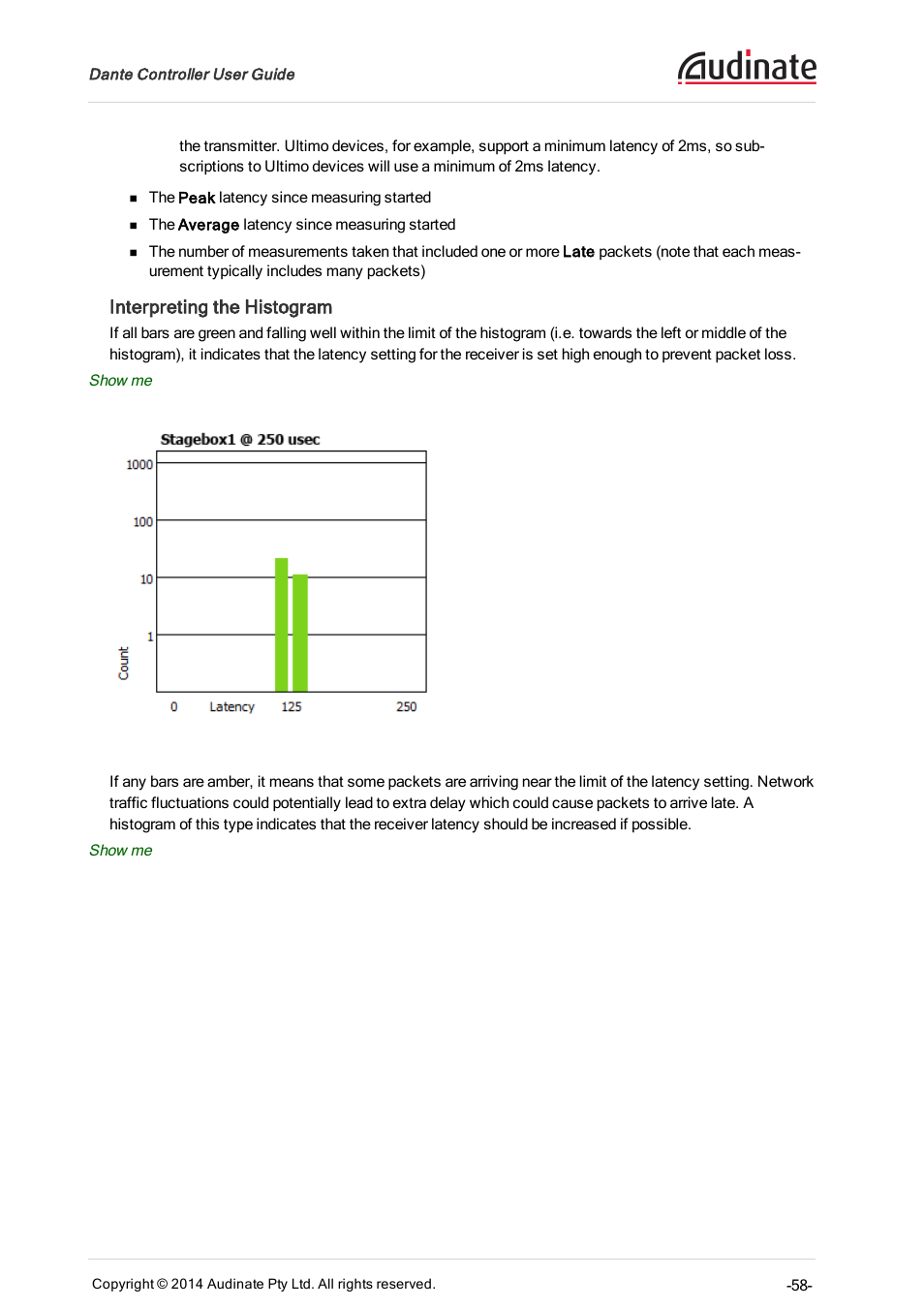 Interpreting the histogram | ClearOne Dante Controller User Manual | Page 58 / 82