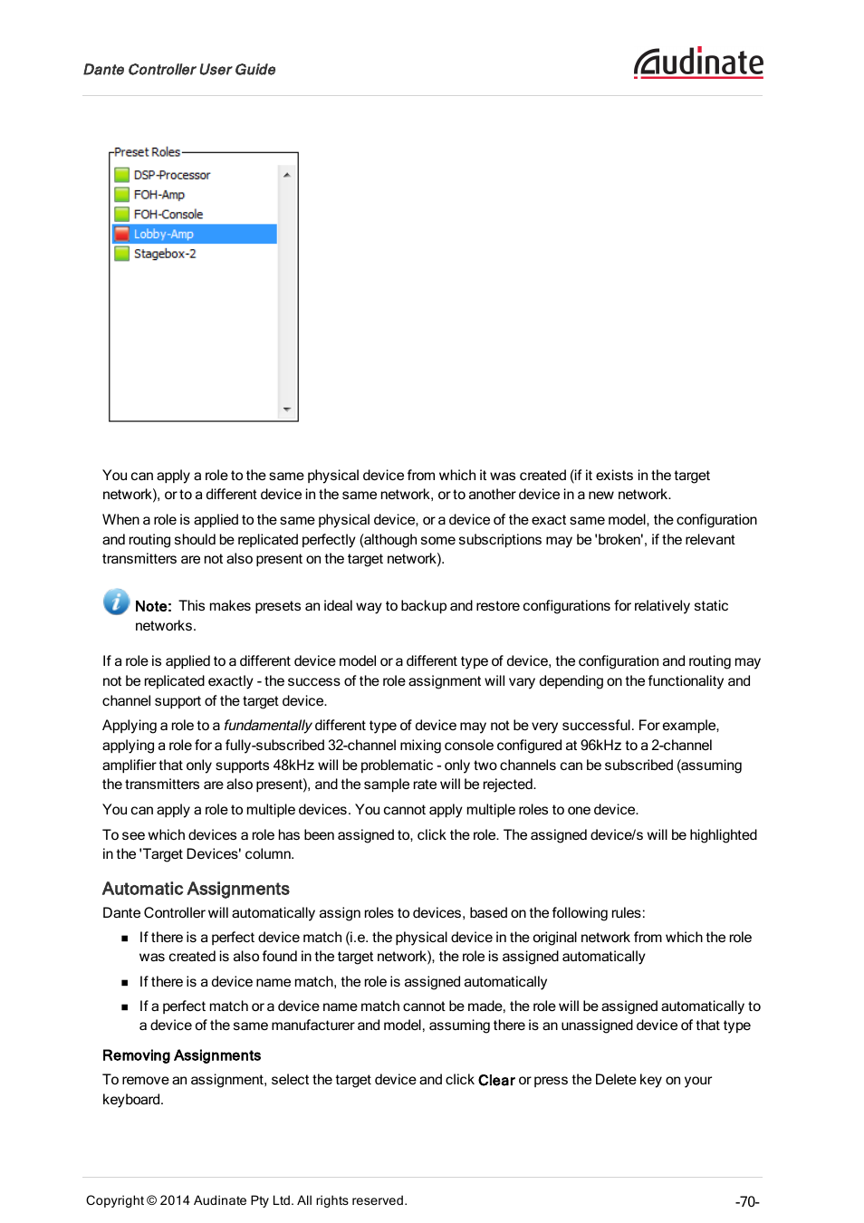 Automatic assignments | ClearOne Dante Controller User Manual | Page 70 / 82