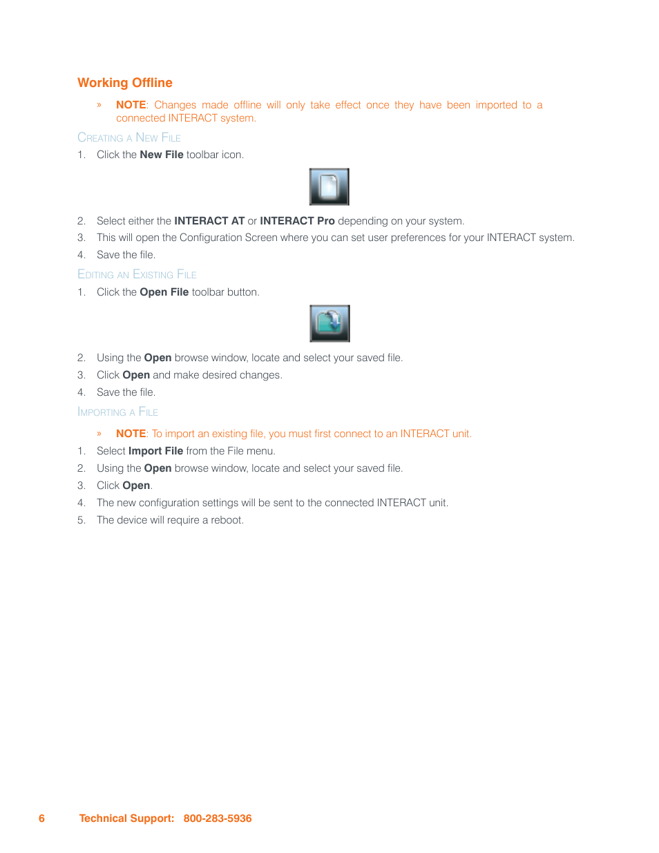 Working offline, Creating a new file, Editing an existing file | Importing a file, Orking, Ffline | ClearOne Interact Manual User Manual | Page 11 / 68