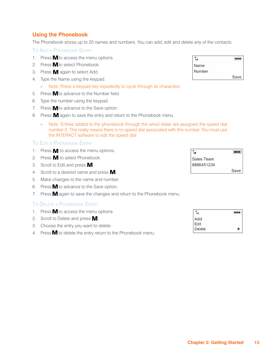 Using the phonebook, To add a phonebook entry, To edit a phonebook entry | To delete a phonebook entry, Sing, Honebook | ClearOne Interact Manual User Manual | Page 18 / 68