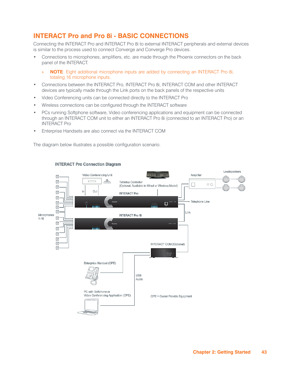 Interact pro and pro 8i - basic connections | ClearOne Interact Manual User Manual | Page 48 / 68